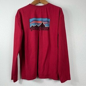 Patagonia Red Crewneck Long Sleeve Logo Shirt